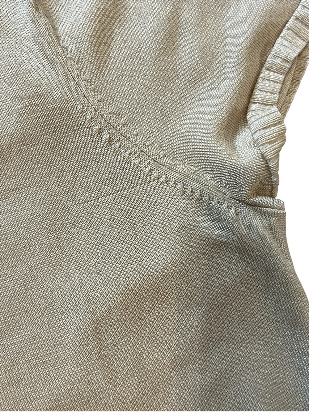 Vintage Liz Claiborne Silk Sweater Top Short Sleeve Neutral Beige Womens Large - Picture 6 of 6